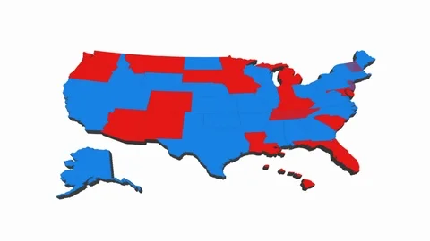 USA election map 2020  - shifting colors and swing states Video stock 123764399