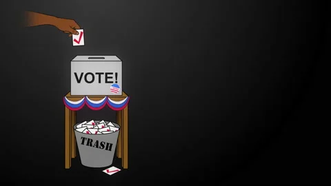 USA Election Rigging Animation on Black Off Center Video stock 138633561