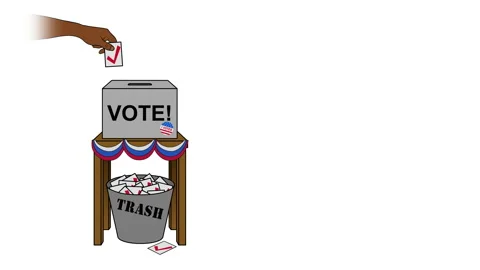 USA Election Rigging Animation on White Off Center Stock Footage 138632779