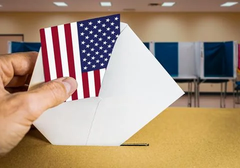 USA elections 2024, Casting the Future: American Voter at the Ballot Box Stock Photos