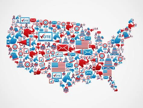 Usa elections icons map Stock Illustration