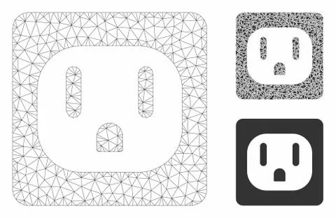 USA Electric Socket Vector Mesh Wire Frame Model and Triangle Mosaic Icon Stock Illustration