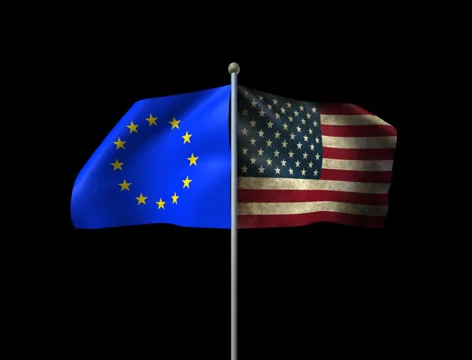 Usa Euro Flags Loop Stock Footage 38013115