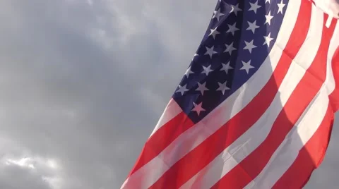 USA flag against dark clouds Stock Footage 57839652