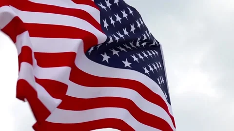USA flag against the sky Stock Footage 54655155