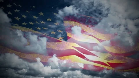 USA Flag And Clouds Motion Background Stock Footage 154762215