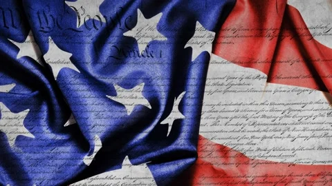 USA flag and constitution 4th of July independence day concept Stock Footage 132920844