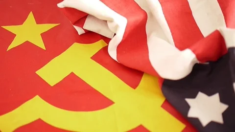 Usa Flag and Ussr Flag. Stock Footage 79290899