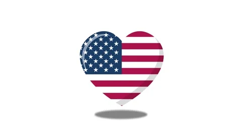 USA flag animated bouncing heart-shaped flag with pulsing shadow loop on 4k.. Stock Footage 345505539