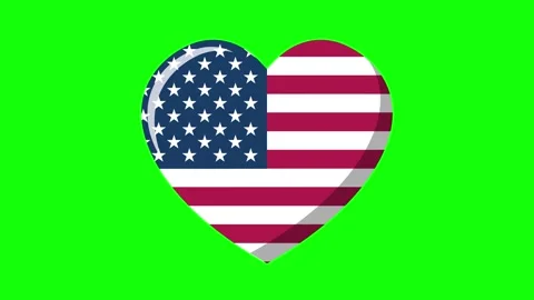 USA flag animated bouncing heart-shaped flag with pulsing motion loop on 4k.. Stock Footage 345505548