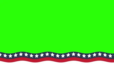 USA flag animated waving bottom star border loop 4k green screen background. Stock Footage 345856511