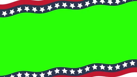 USA flag animated waving star border frame loop 4k green screen background. Stock Footage 345856501