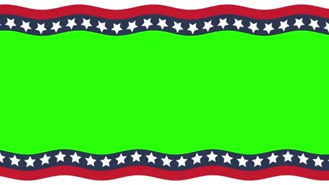 USA flag animated waving top bottom border loop 4k green screen background. Stock Footage 345856517