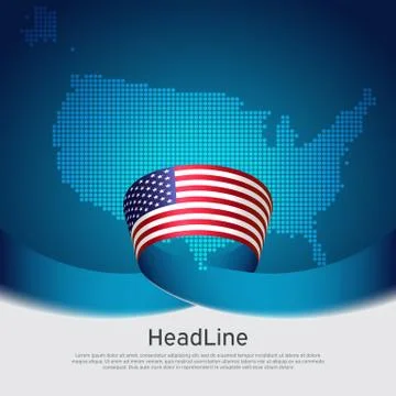 USA flag background. Mosaic map. State american patriotic banner, business flyer Illustrazione stock