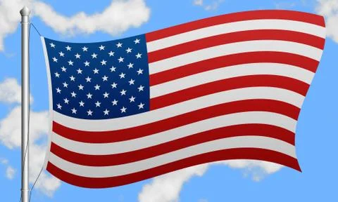 USA flag on a background of sky Stock Illustration
