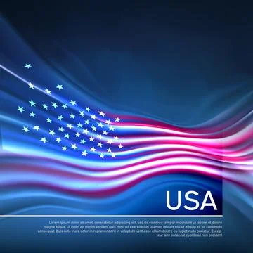 USA flag background, template. Abstract united states flag in blue sky. US Stock Illustration