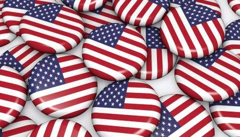 USA Flag On Badges Background Stock Illustration