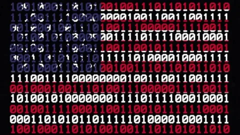 USA flag binary code numbers Vídeos de archivo 161286613