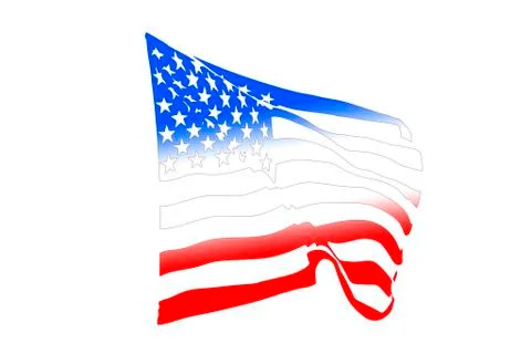 USA Flag Blowing In The Wind Stock Illustration