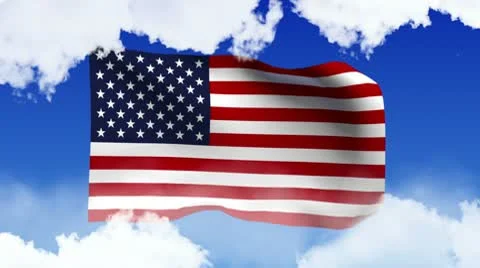 USA flag on blue sky Video stock 10765539