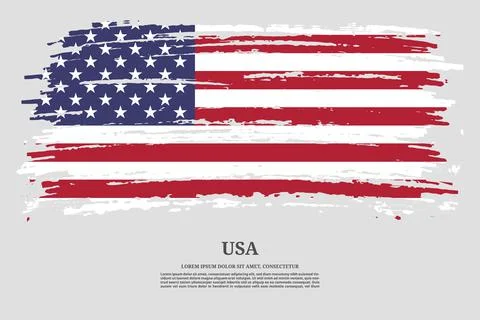 USA flag with brush stroke effect and information text poster, vector Illustrazione stock