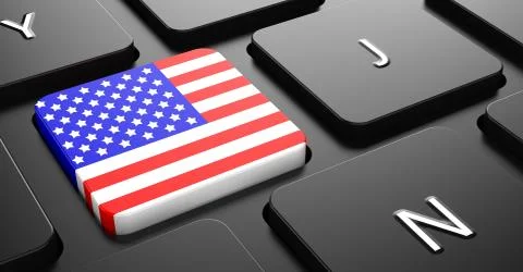 USA - Flag on Button of Black Keyboard. Stock Illustration