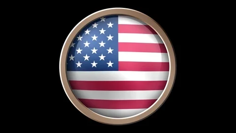 USA flag button isolated on black Stock Footage 101093979