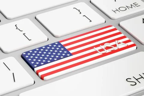 USA flag button on keyboard, 3D rendering Stock Illustration