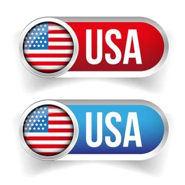 USA flag button vector set Stock Illustration