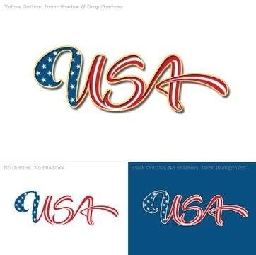 USA Flag Caligraphic Text Stock Illustration
