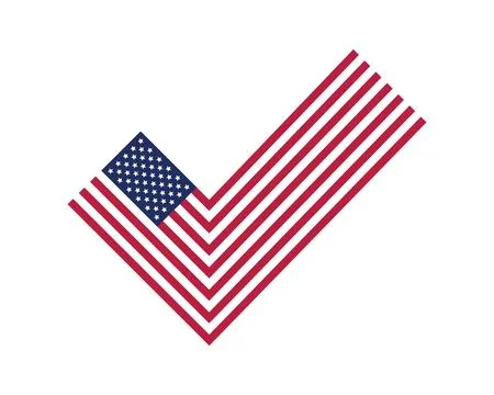 USA flag checkmark vector icon symbolizing voting, democratic choice, and pat Stock Illustration