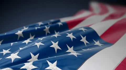 USA Flag close up in a 3D animation Stock Footage 238973377