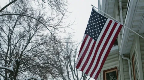 USA Flag in the Cold Stock Footage 34243774