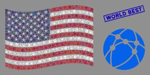 USA Flag Collage of Web Browser and Scratched World Best Seal Stock Illustration