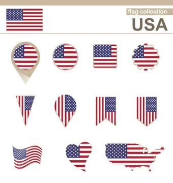 USA Flag Collection Stock Illustration