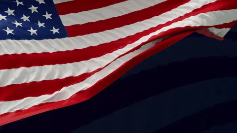 USA Flag On Dark Background Stock Footage 195243171