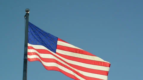 Usa flag doing waves on the wind with blue sky 01 스톡 동영상 36107799