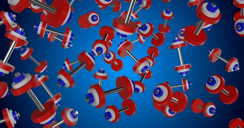 USA Flag Dumbbells falling slow motion Video stock 237604476