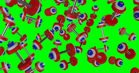 USA Flag Dumbbells falling slow motion Video stock 237604481