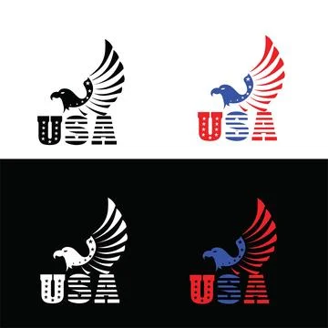USA flag eagle logos with wing, various colors Stockillustratie