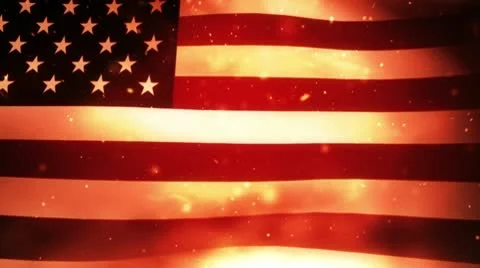 USA flag on fire Stock Footage 10718912