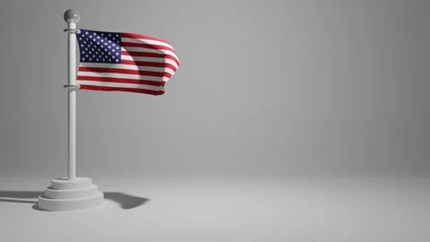 USA flag on a flagpole fluttering in the wind  Stock Footage 237852266