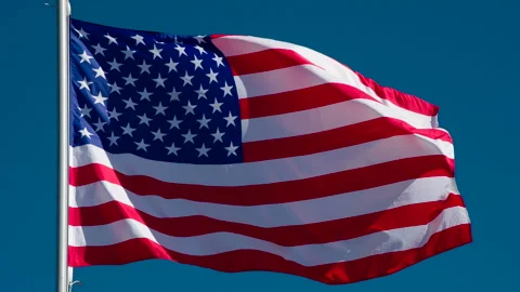 USA Flag Flaping in Wind HD Pro 30 Video stock 111454237