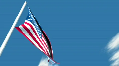 USA flag floating on the sky Stock Footage 351286