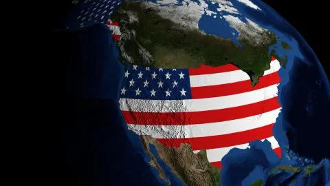USA Flag on globe close 3D illustration Stock Illustration