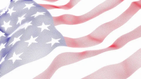 USA flag glow pagticles on white Stock Footage 24225066