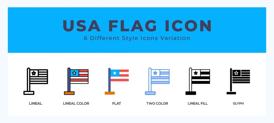 Usa flag icon in filled. thin line. outline stroke and flat style. 스톡 일러스트