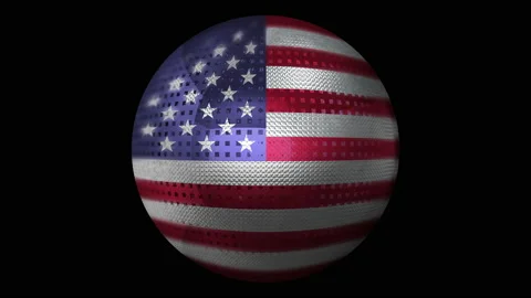 USA flag as an icon. Rotating ball with texture. Stock Footage 138429518