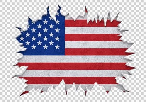 USA flag inside cracked wall 스톡 일러스트