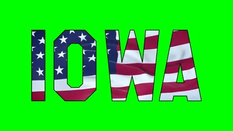 Usa flag inside Iowa text video Stock Footage 307632037